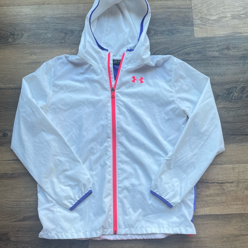 Under Armour White Jacket with Pink and Blue Accents